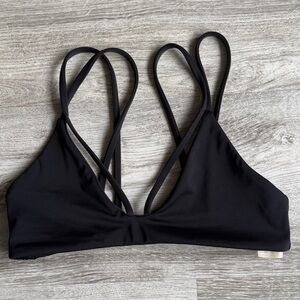 Ola Feroz Handmade Black Double-Strap Bikini Top, Flattering, Size Small